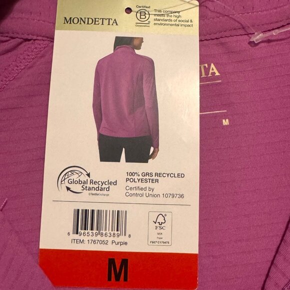 Mondetta Womens Top Long Sleeve Active Performance Pullover Medium 1/4 Zip Pink - Picture 10 of 10